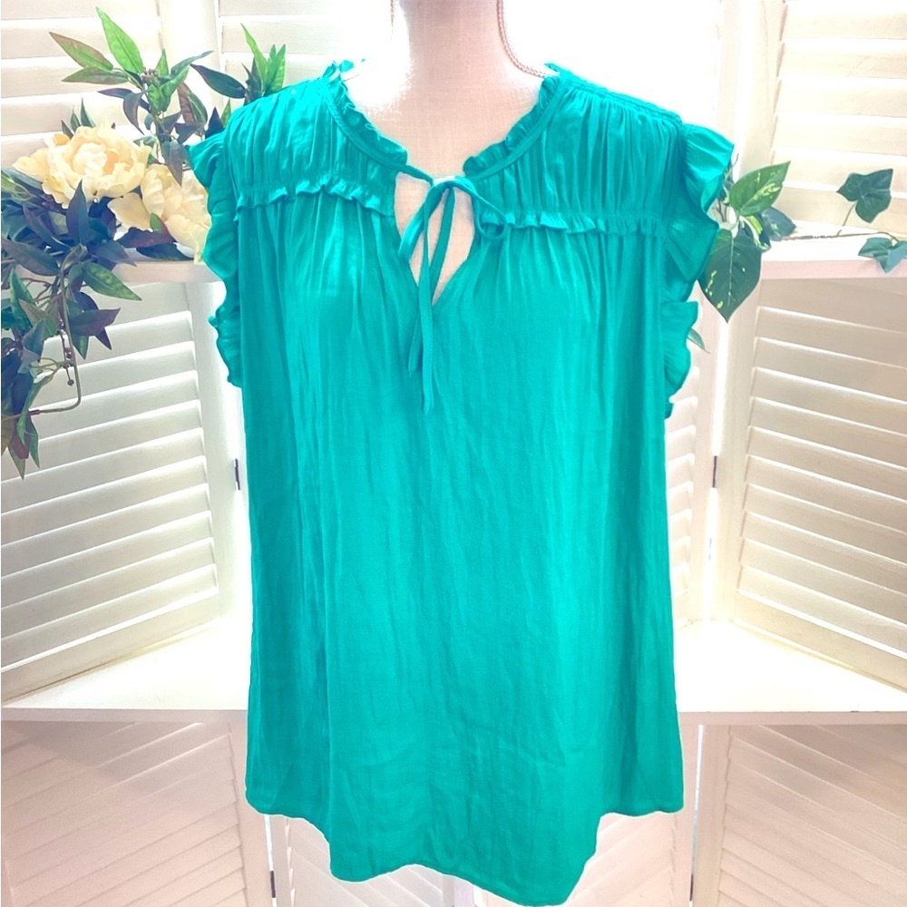 JOIE GREEN RUFFLE BLOUSE SIZE 3X 1298